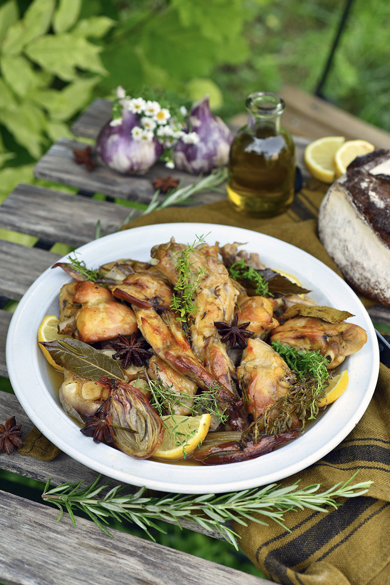 Lapin confit au romarin