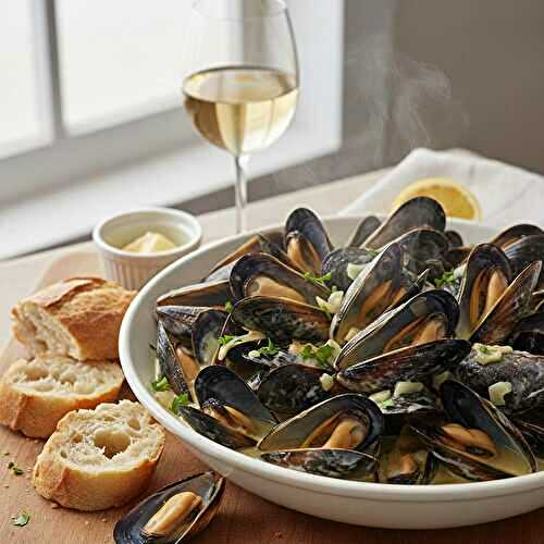 Moules marinières crémeuses au vin blanc & persil frais