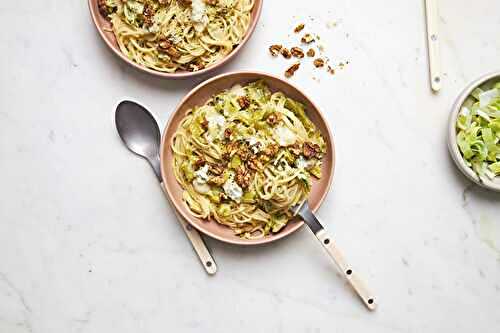 Pâtes aux poireaux & sauce gorgonzola