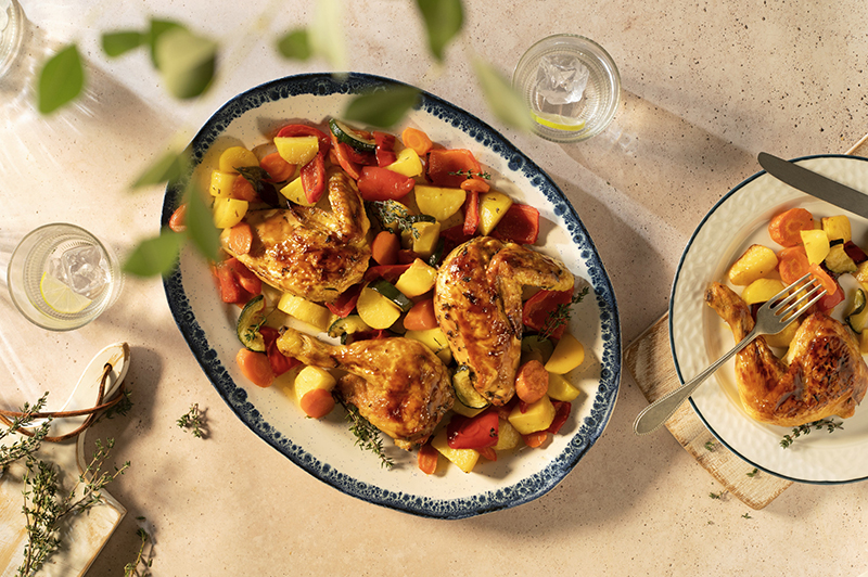 Poulet rôti aux herbes et sauce soja sucrée