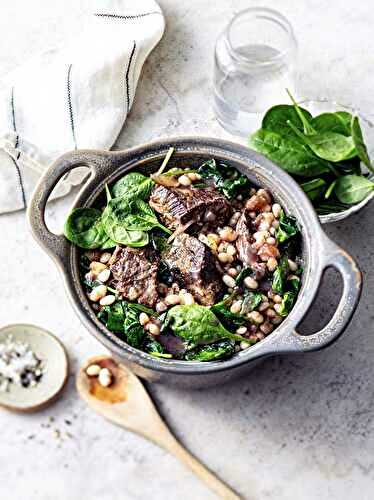 Mijoté de bœuf aux épinards et haricots blancs