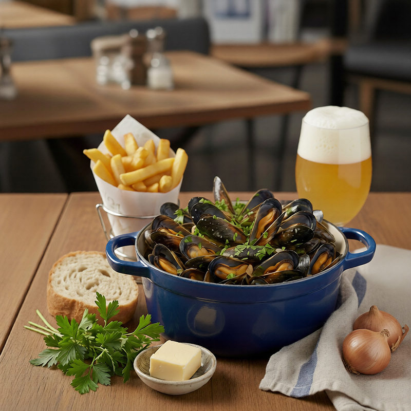 Moules marinières à la bière blanche