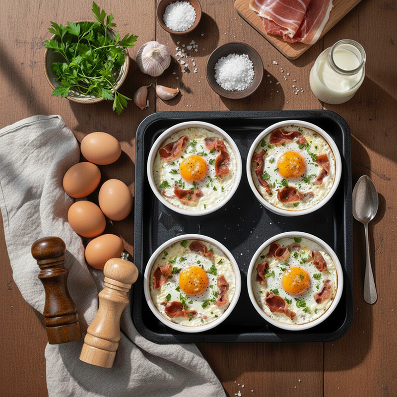 Œufs cocotte au jambon Serrano