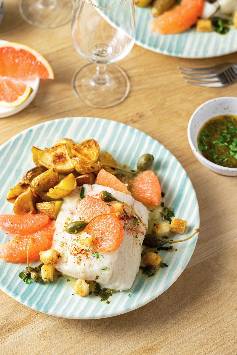 Cabillaud à la grenobloise revisité au Pamplemousse Rose de Floride