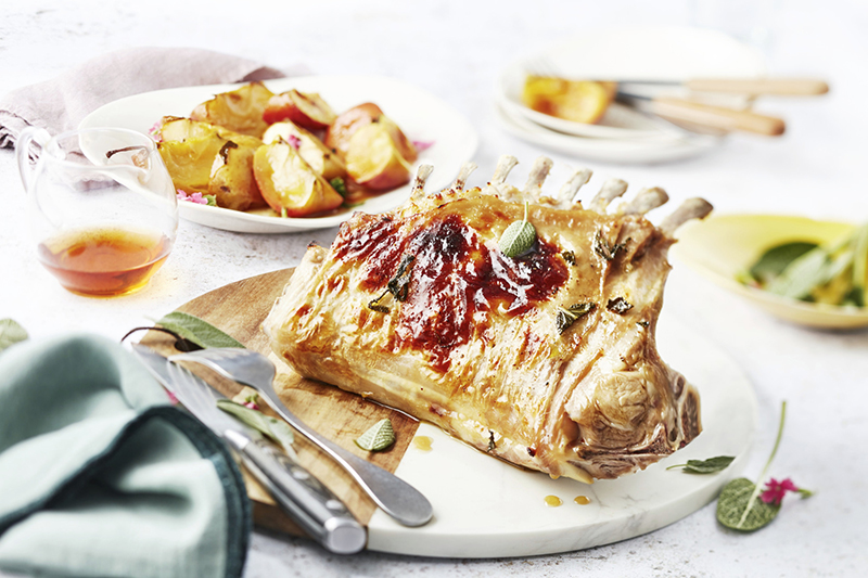 Carré de chevreau laqué au miel et vinaigre de cidre