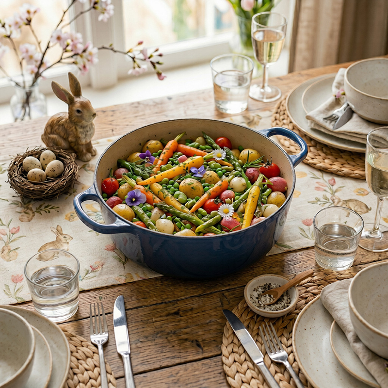 Cocotte printanière de Pâques aux légumes nouveaux