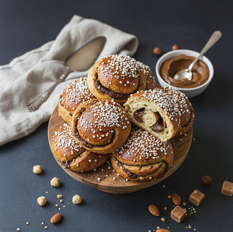 Tourbillons briochés au praliné croustillant