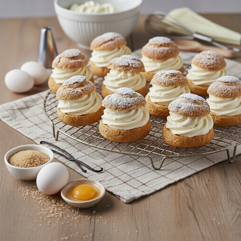 Choux dorés à la crème fouettée vanille Bourbon