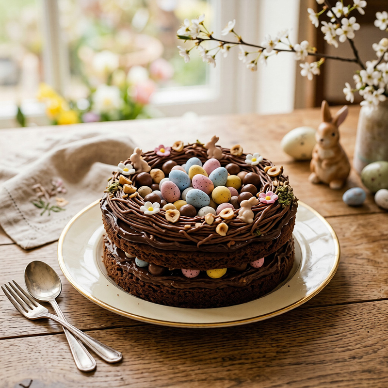 Gâteau nid de Pâques au chocolat