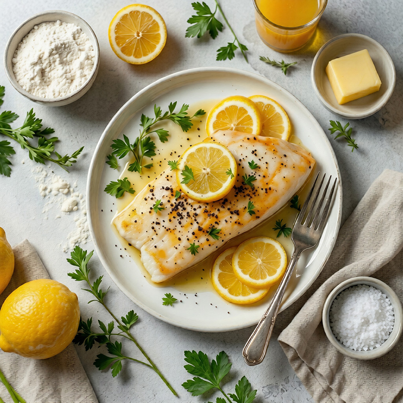 Pavé de lieu noir poêlé au beurre citronné