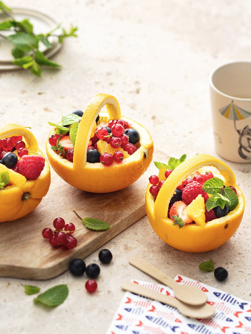 Petites panières de fruits à l’orange
