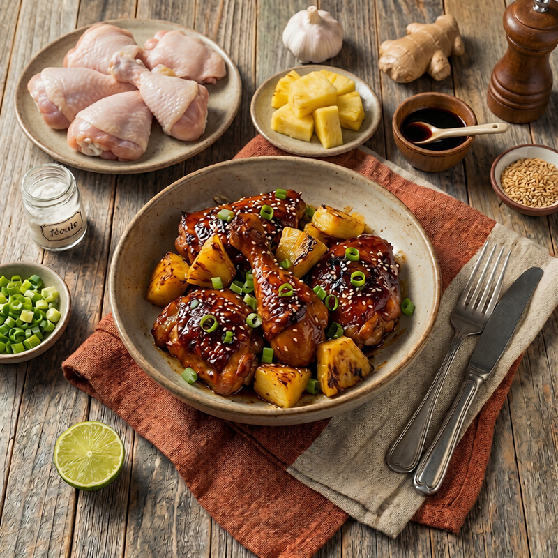 Poulet caramélisé à l’ananas et au gingembre