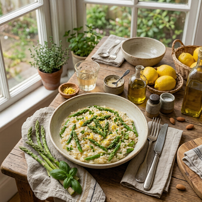 Risotto crémeux aux asperges vertes et citron