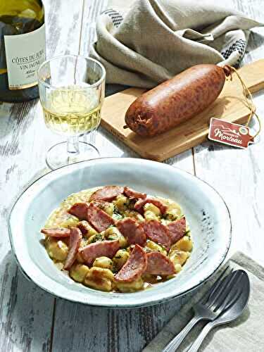 Gnocchis à la saucisse de Morteau IGP, Comté AOP et vin jaune