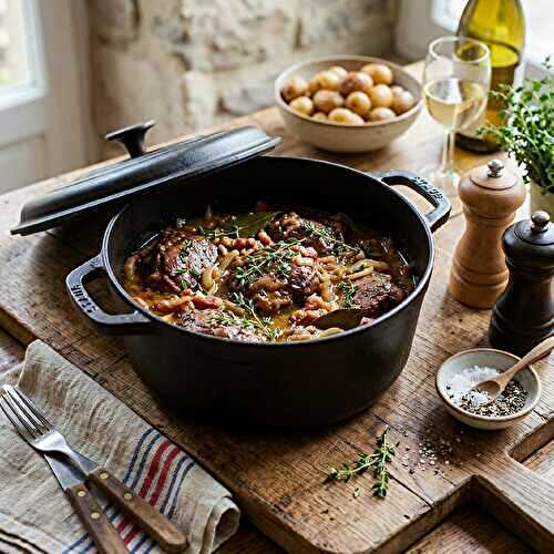 Joues de porc fondantes au vin blanc et thym