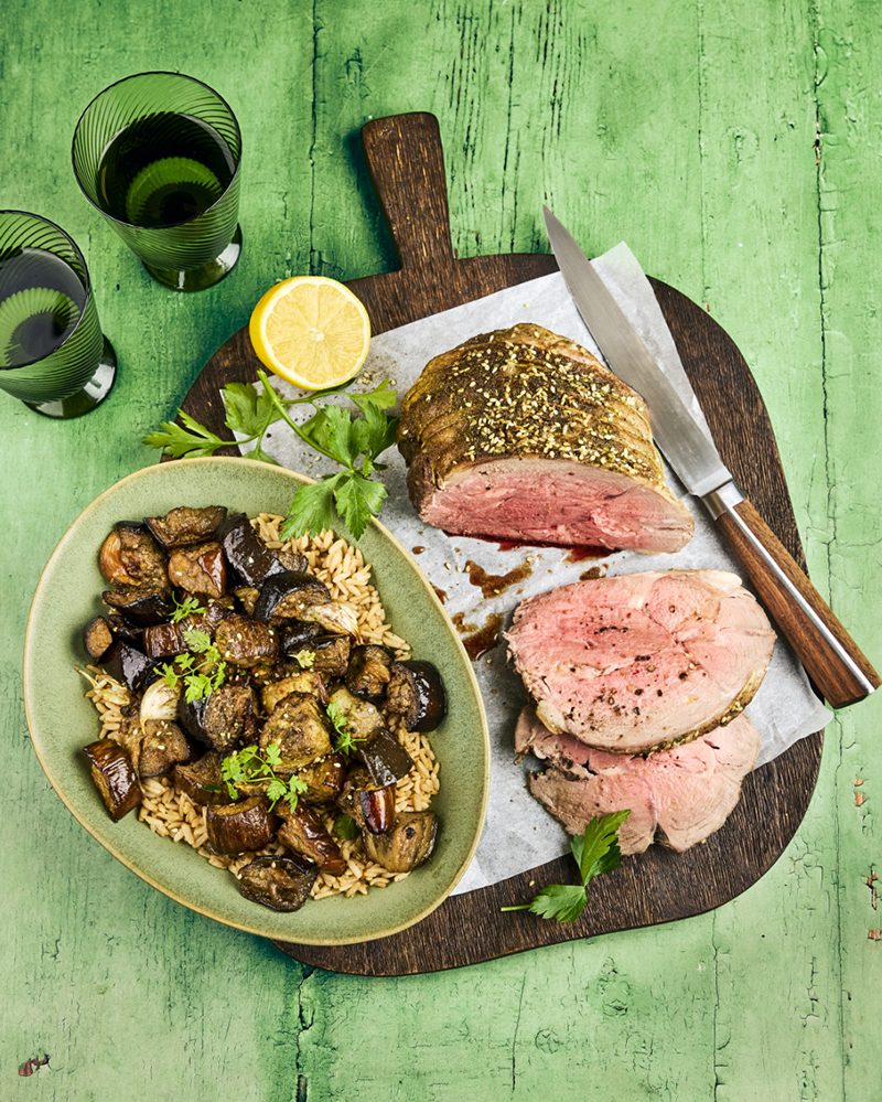 Rôti de gigot d’agneau parfumé au zaatar
