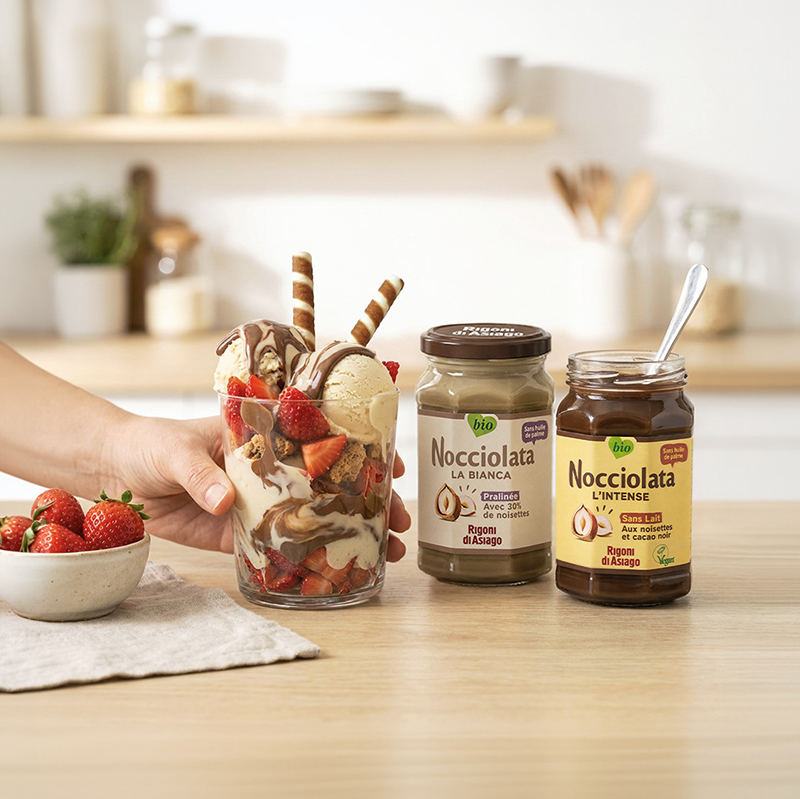 Cornet à la fraise façon Nocciolata Bianca & Intense