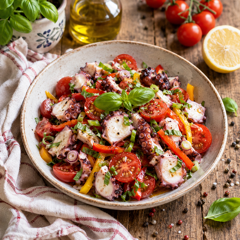 Salade de poulpe aux tomates cerises
