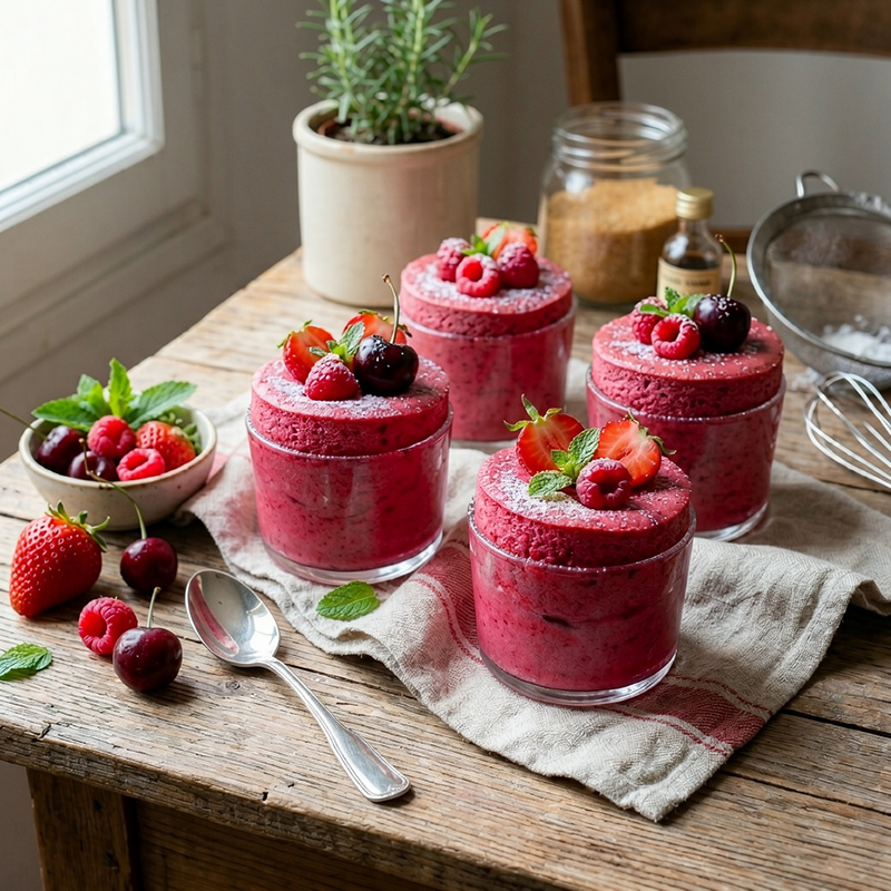 Soufflé glacé aux fruits rouges en verrines