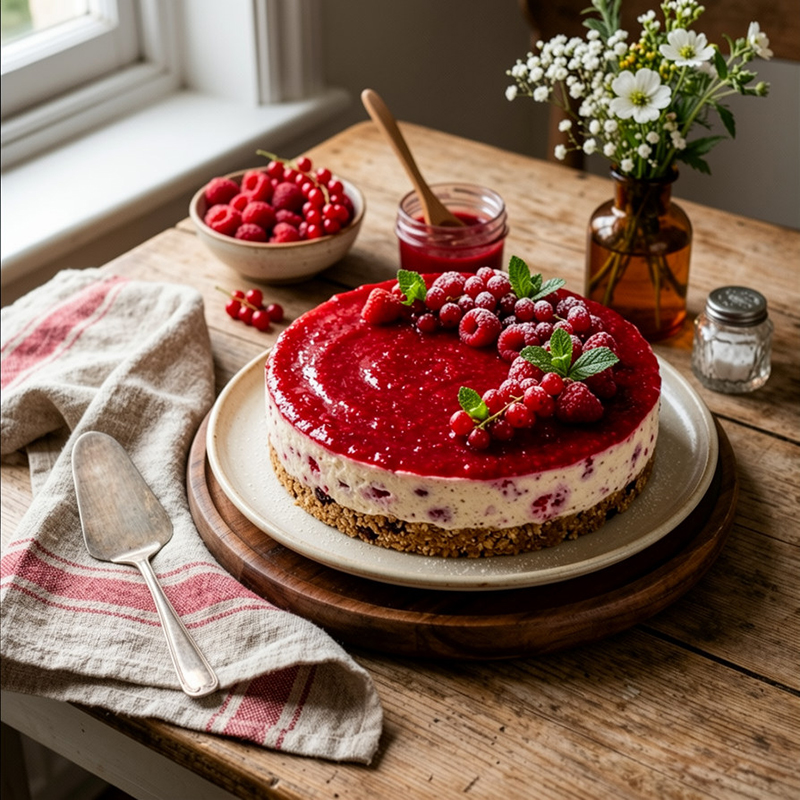 Cheesecake fondant aux framboises