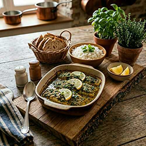 Lieu jaune en croûte d’herbes