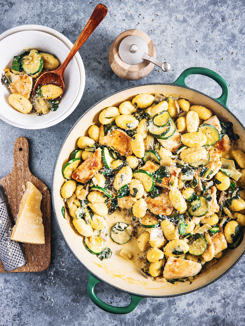 One pot gnocchi, poulet et légumes