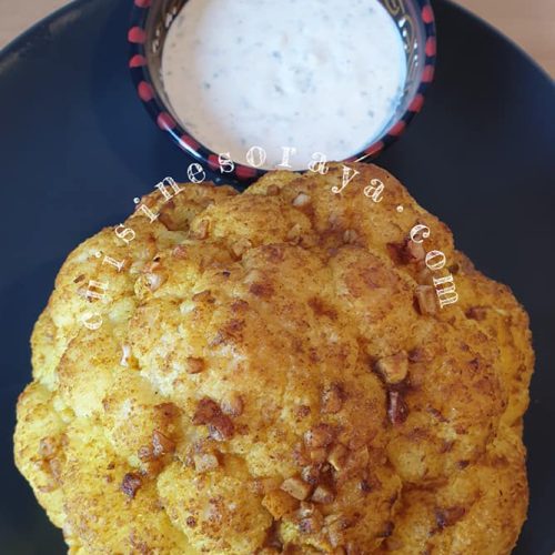 Chou fleur rôti et sa sauce au fromage blanc