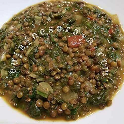 Curry de lentilles vertes aux épinards