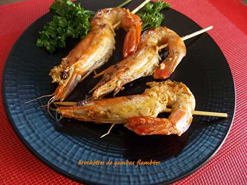 Brochettes de gambas flambées - Recettes autour d'un ingrédient # 21