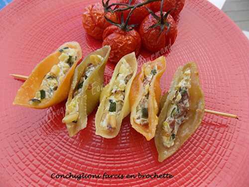 Conchiglioni farcis en brochettes