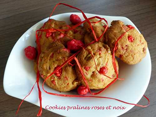 Cookies pralines roses et noix - Croquant Fondant Gourmand