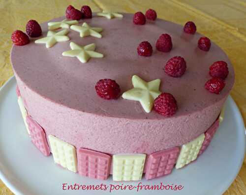 Entremets poire-framboise