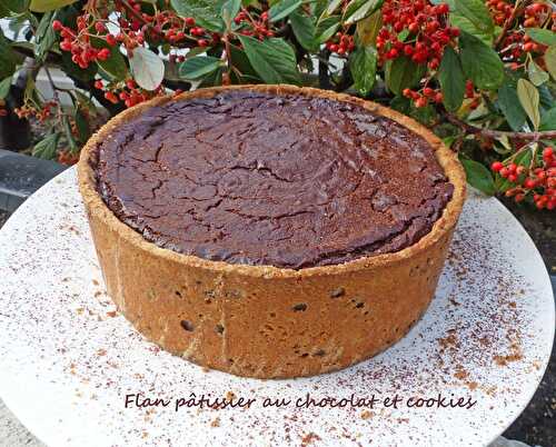 Flan pâtissier au chocolat et cookies