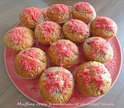 Muffins roses framboises et chocolat blanc