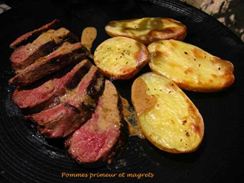 Pommes primeur et magrets.