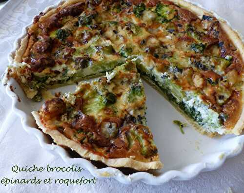 Quiche brocolis-épinards et roquefort