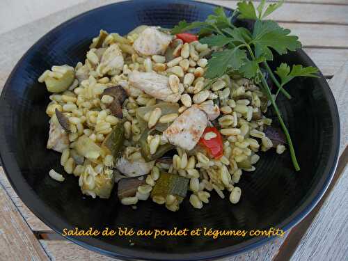 Salade de blé au poulet et légumes confits