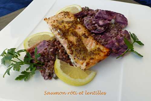 Saumon rôti et lentilles