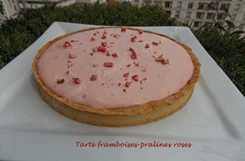 Tarte framboises-pralines roses