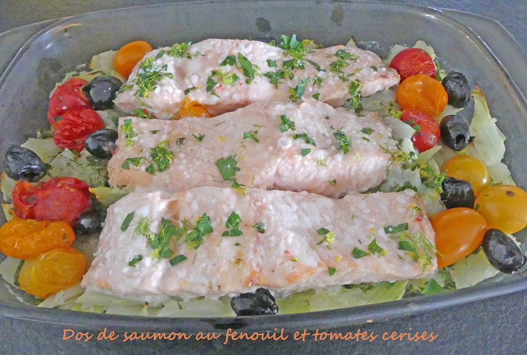 Dos de saumon au fenouil et tomates cerises