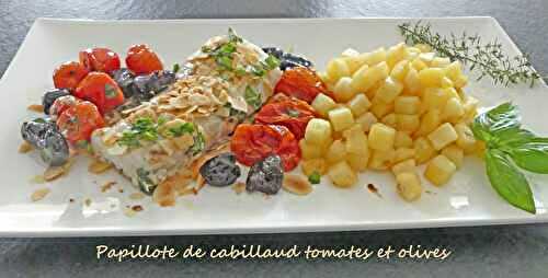 Papillote de cabillaud tomates et olives