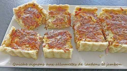 Quiche oignons aux allumettes de lardons et jambon