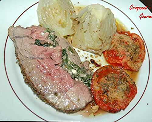 Gigot d’agneau farci en croûte d’herbes  *