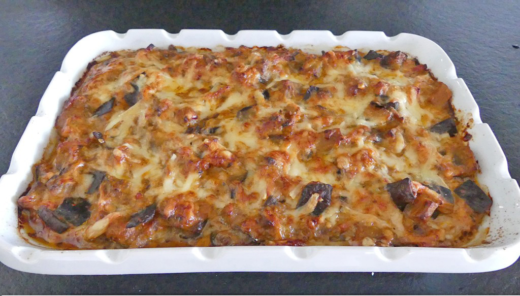 Gratin d’aubergines jambon et Beaufort *