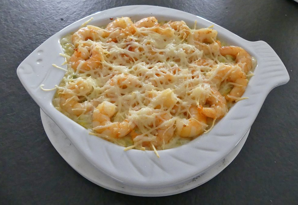 Petit gratin crevettes poireaux *