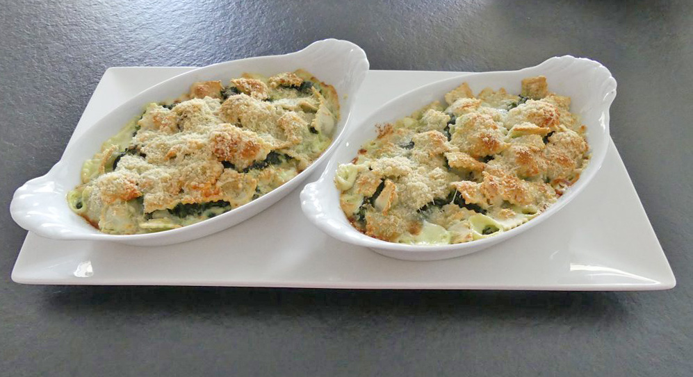 Gratin de ravioles aux épinards au four ou à l’Air Fryer *
