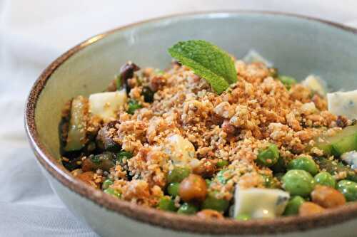 Crumble salé pois et courgettes