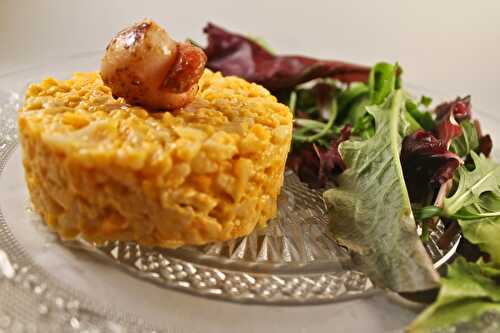 Risotto au potimarron, lait de coco et noix de Saint-Jacques