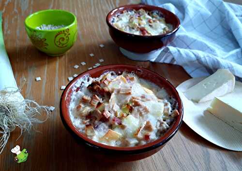 Croziflette au bacon et aux poireaux