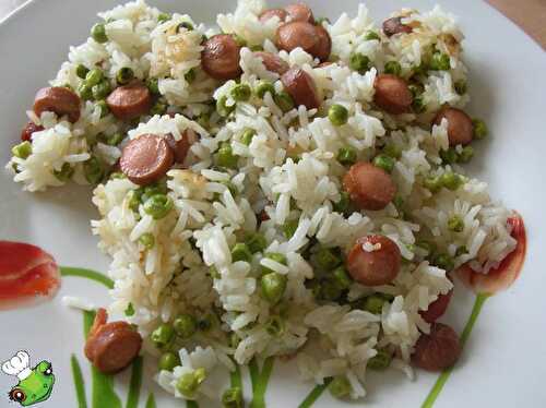 Riz aux saucisses et petits pois